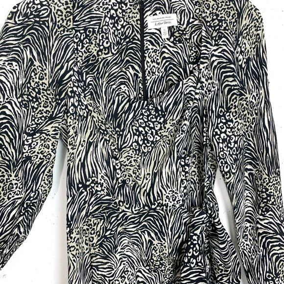 & Other Stories Flowy Leopard Print Mini Dress Puff Sleeves Side Tie Skirt 4 - Picture 14 of 16